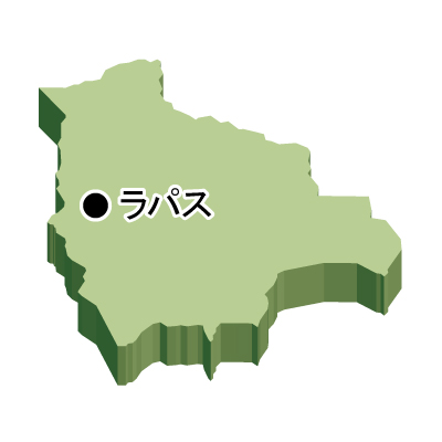 ボリビア多民族国無料フリーイラスト｜首都名・立体(緑)